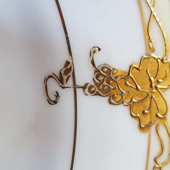 2 Nippon Hand Painted Antique Gold Encrusted Floral Salad Plates - Picture 5 of 9